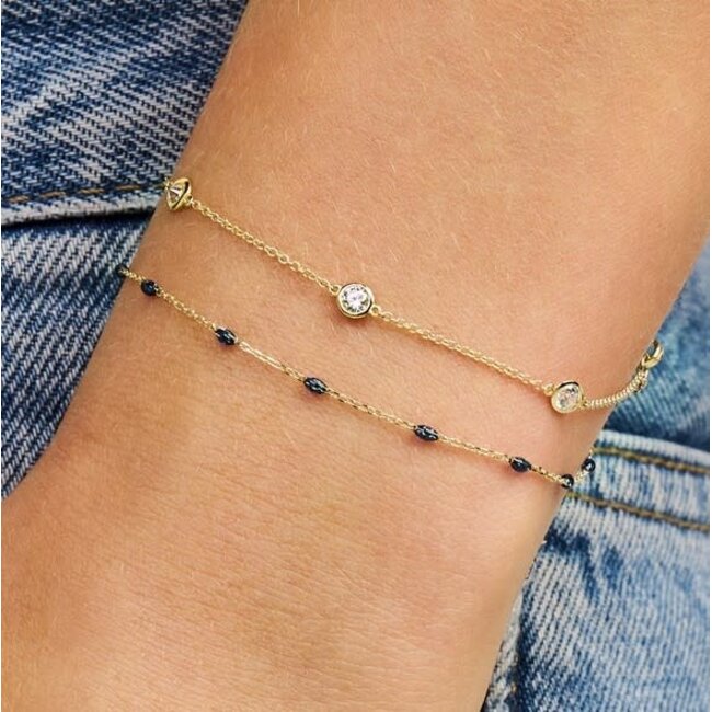 Blush Blush Armband 2226YRB 14K Geelgoud met Blauw Resin 16,5 - 18,5cm