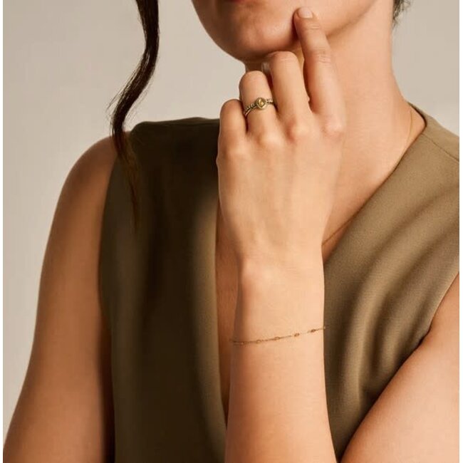 Blush Blush Armband 2226YRC 14k Geelgoud met Oranje Resin 16.5 - 18.5cm