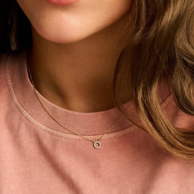 Blush Blush Collier 3125YZI 14k Geelgoud met Circle Hanger gezet met Zirkonia 42cm