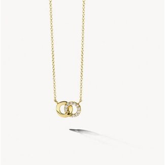 Blush Blush 3126YZI collier14k  goud dames met twee rondjes waarvvan 1 bezet met zirkonia