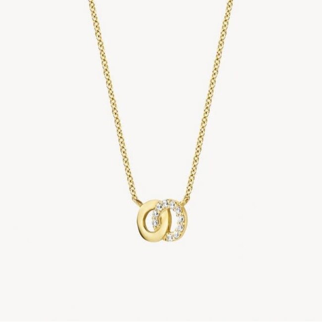 Blush Blush 3126YZI collier14k  goud dames met twee rondjes waarvvan 1 bezet met zirkonia
