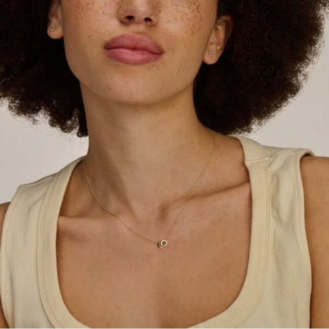 Blush Blush 3126YZI collier14k  goud dames met twee rondjes waarvvan 1 bezet met zirkonia