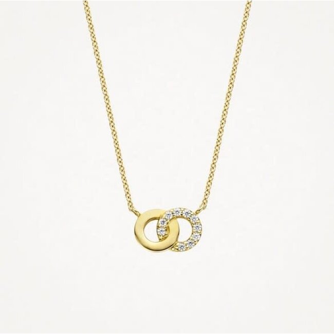 Blush Blush 3126YZI collier14k  goud dames met twee rondjes waarvvan 1 bezet met zirkonia