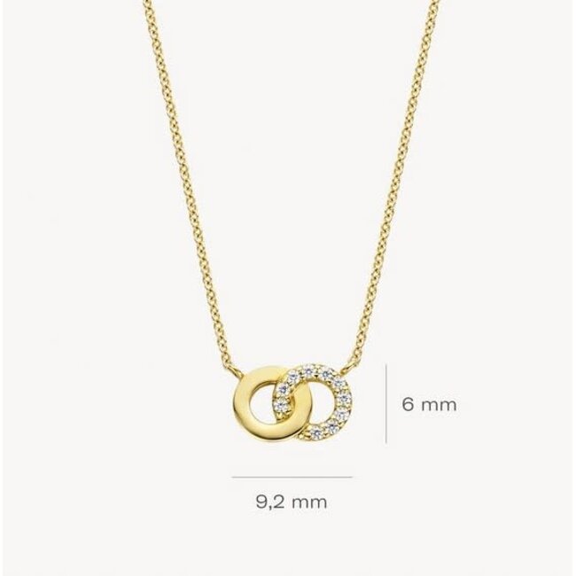 Blush Blush 3126YZI collier14k  goud dames met twee rondjes waarvvan 1 bezet met zirkonia