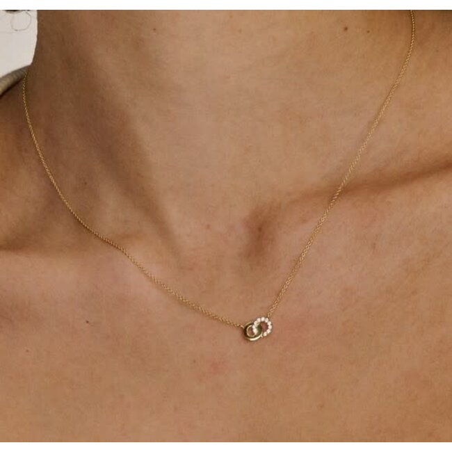 Blush Blush 3126YZI collier14k  goud dames met twee rondjes waarvvan 1 bezet met zirkonia
