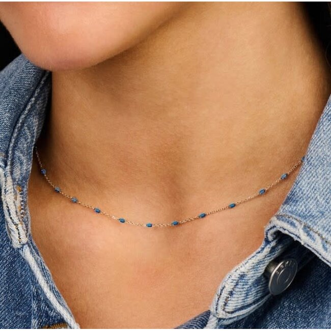 Blush Blush Collier 3162YRB 14k Geelgoud met Blauwe Resin 16.5 - 18.5cm