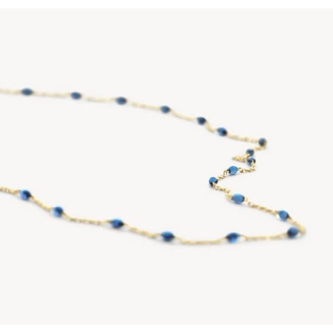 Blush Blush Collier 3162YRB 14k Geelgoud met Blauwe Resin 16.5 - 18.5cm