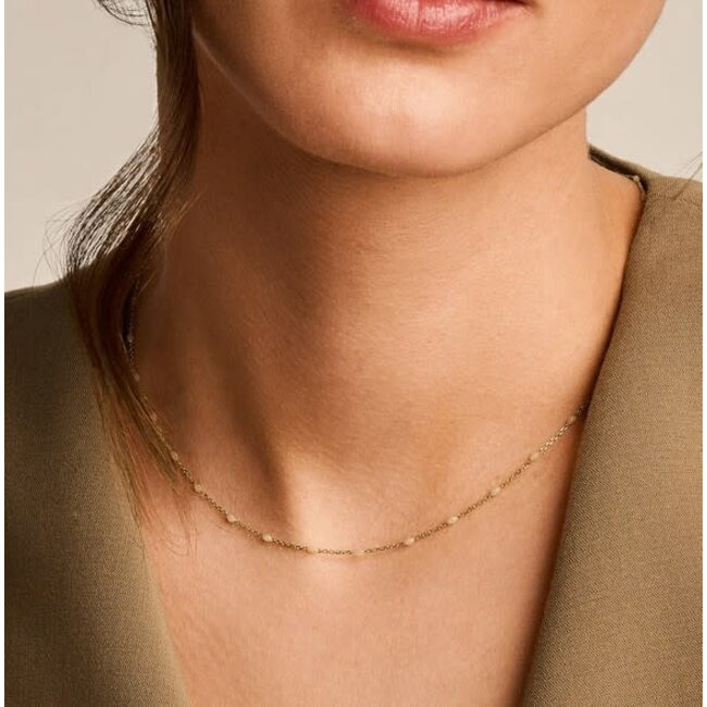 Blush Blush Collier 3162YRM 14k Geelgoud met Witte Bolletjes 42cm