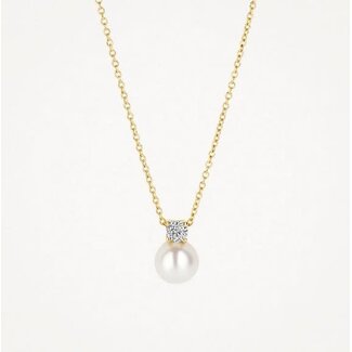 Blush Blush Collier 3163YPW 14k Geelgoud met Parel en Zirkonia Hanger 42cm
