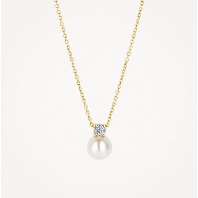 Blush Blush Collier 3163YPW 14k Geelgoud met Parel en Zirkonia Hanger 42cm