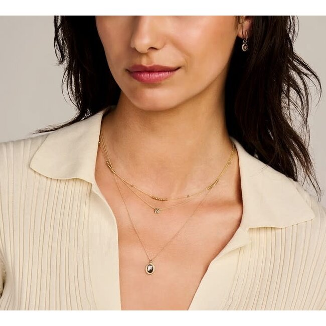 Blush Blush Collier 3169YBQ 14K Geelgoud met Zwarte Parelmoer Bergkristal