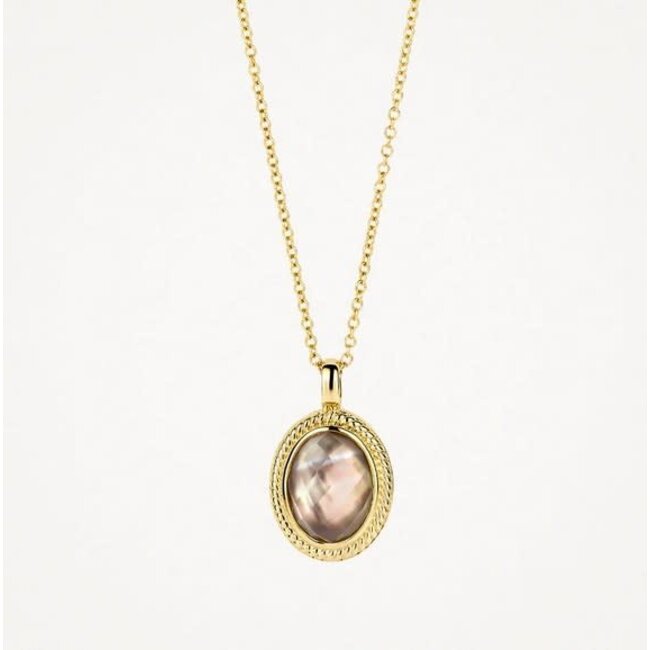 Blush Blush Collier 3169YBQ 14K Geelgoud met Zwarte Parelmoer Bergkristal