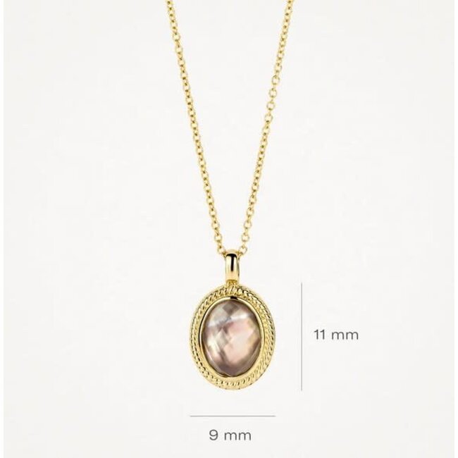 Blush Blush Collier 3169YBQ 14K Geelgoud met Zwarte Parelmoer Bergkristal
