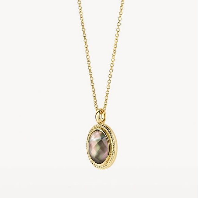 Blush Blush Collier 3169YBQ 14K Geelgoud met Zwarte Parelmoer Bergkristal