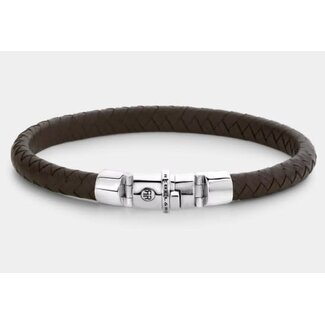 Rebel & Rose Rebel & Rose Armband RR-L0134-S-L+ Half Round Braided Brown Maat L+