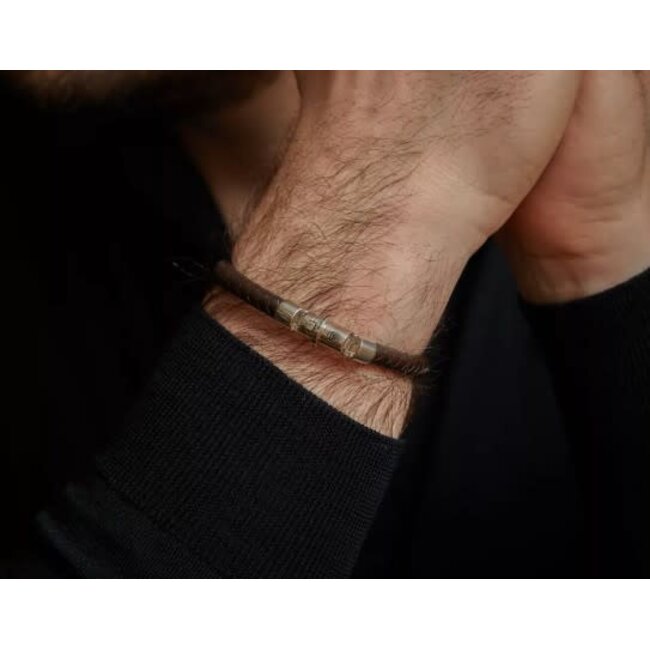 Rebel & Rose Rebel & Rose Armband RR-L0134-S-L+ Half Round Braided Brown Maat L+