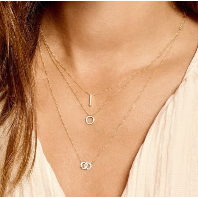 Blush Blush Collier met Hanger 3133YZI 14k Geelgoud met Gouden Balkje met Zirkonia in 42 cm