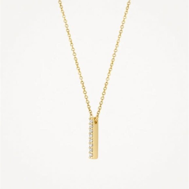 Blush Blush Collier met Hanger 3133YZI 14k Geelgoud met Gouden Balkje met Zirkonia in 42 cm