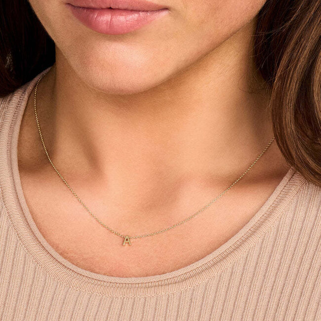 Blush Blush Collier met Hanger 3155YGO_A 14k Geelgoud met letter A 42cm