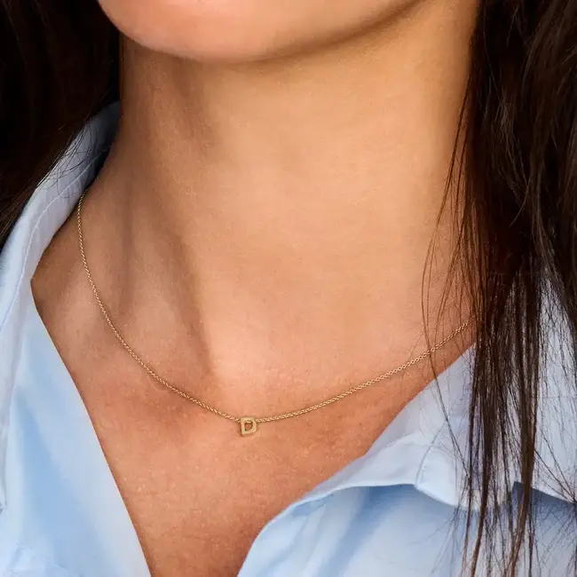 Blush Blush Collier met Hanger 3155YGO_D 14k Geelgoud met de letter D 42cm