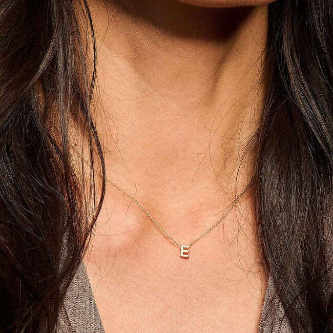 Blush Blush Collier met Hanger 3155YGO_E 14k Geelgoud met de letter E 42cm