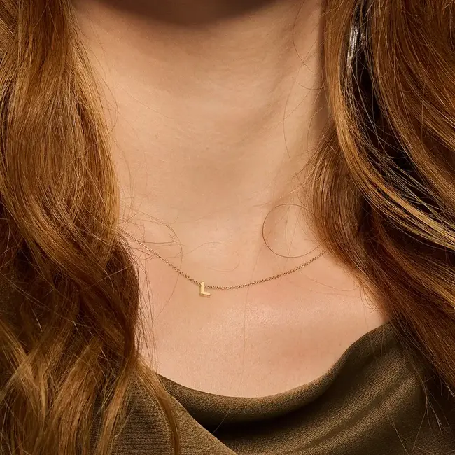 Blush Blush Collier met Hanger 3155YGO_L 14k Geelgoud met de Letter L 42cm