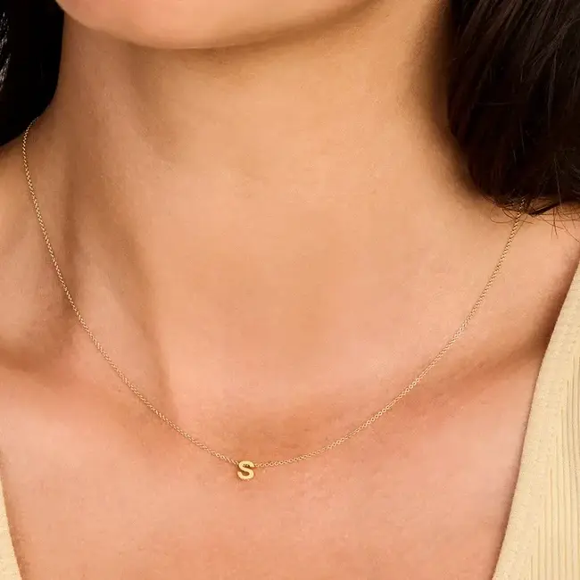 Blush Blush Collier met Hanger 3155YGO_S 14k Geelgoud met de letter S 42cm