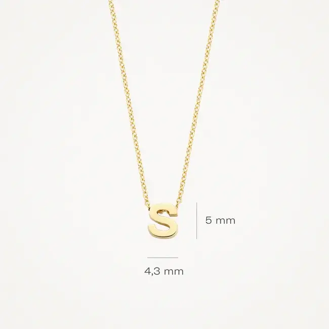 Blush Blush Collier met Hanger 3155YGO_S 14k Geelgoud met de letter S 42cm