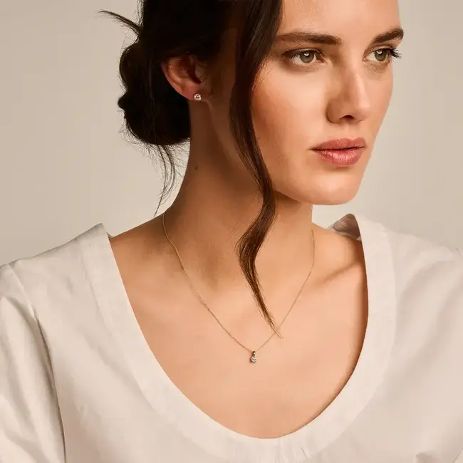 Blush Blush Hanger 6092YZI 14k Geelgoud met Briljant geslepen Zirkonia 3.8mm