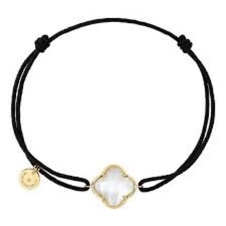 Morganne Bello Morganne Bello Armband 20X03YB111 Victoria 18k Geelgoud Mother of Pearl  met Grijze Cord