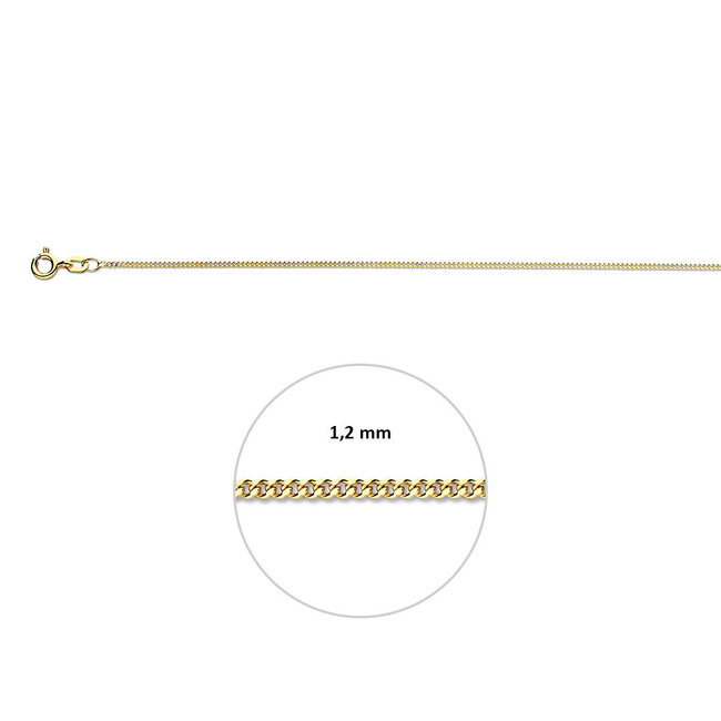 Blinckers Jewellery Huiscollectie BJ Collier 21.04322 55cm Gourmette Zilver met Geelgouden Plating 3 micron 1.2mm 55cm