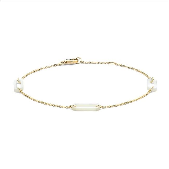 Blush Blush Armband 2267YMP 14k Geelgoud met Mother of Pearl Schakels 4mm x 10mm 16.5-18cm