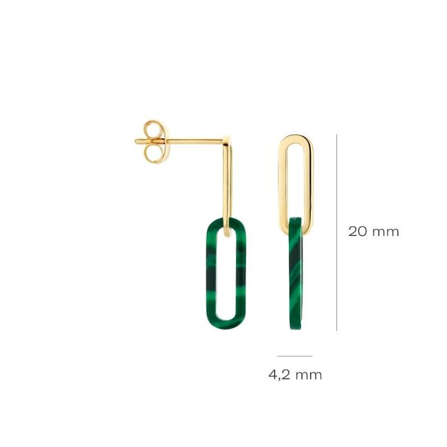 Blush Blush Oorbellen 7394YMA 14k Geelgoud met Mallaciet Schakel 20mm x 4.2mm