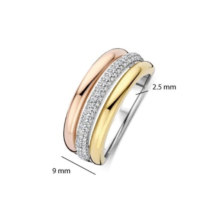 Ti Sento Milano Ti Sento Ring 12427TZ/56 Zilver met Tri-color en Zirkonia Maat 56