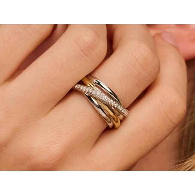 Ti Sento Milano Ti Sento Ring 12318ZI/56 Bicolor met Crossover met Zirkonia
