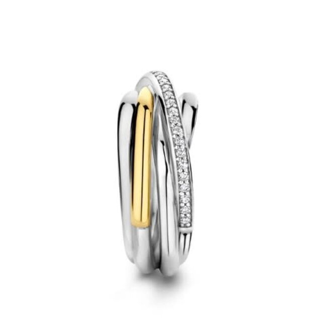 Ti Sento Milano Ti Sento Ring 12318ZI/56 Bicolor met Crossover met Zirkonia