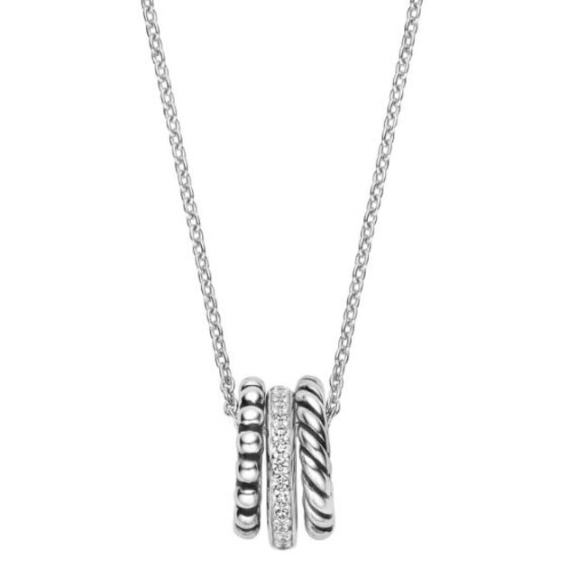 Ti Sento Milano Ti Sento Collier 34058ZI/42 Zilver met 3 Ringen met Zirkonia 42cm