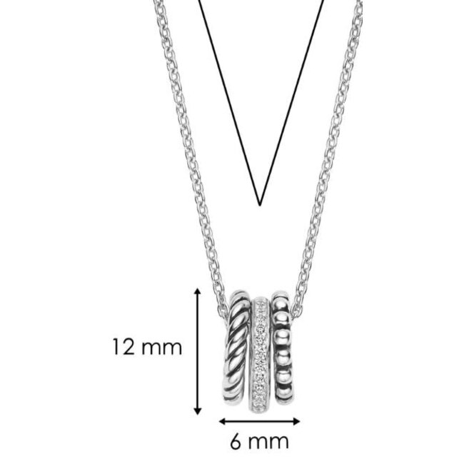 Ti Sento Milano Ti Sento Collier 34058ZI/42 Zilver met 3 Ringen met Zirkonia 42cm