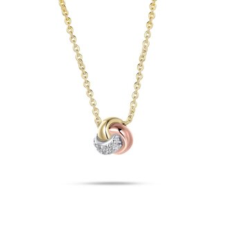Gisser Jewels Amsterdam Gisser Jewels Collier N1120T-42+5 Zilver Tri-color met Zirkonia 42-47cm