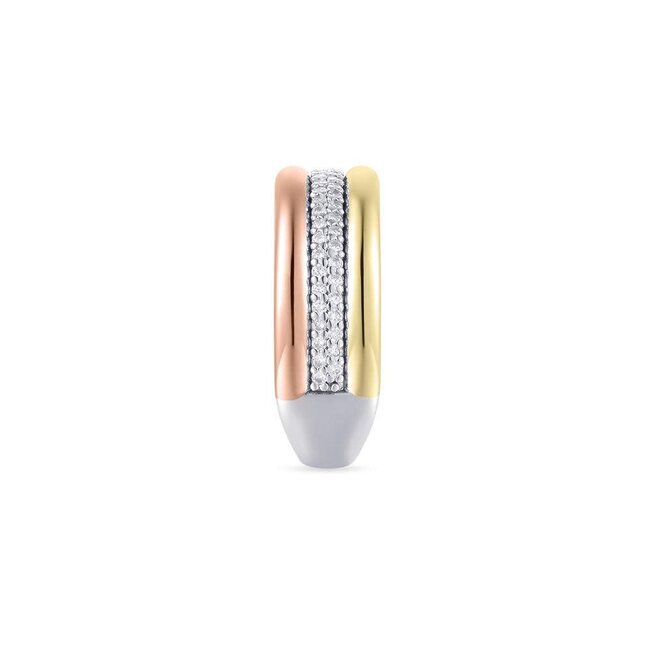 Gisser Jewels Amsterdam Gisser Jewels Ring R457T-58 Zilver Tri-color met Zirkonia Maat 58