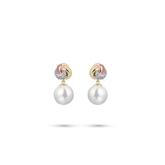 Gisser Jewels Amsterdam Gisser Jewels Oorbellen E1065T Zilver Tri-color met Parel