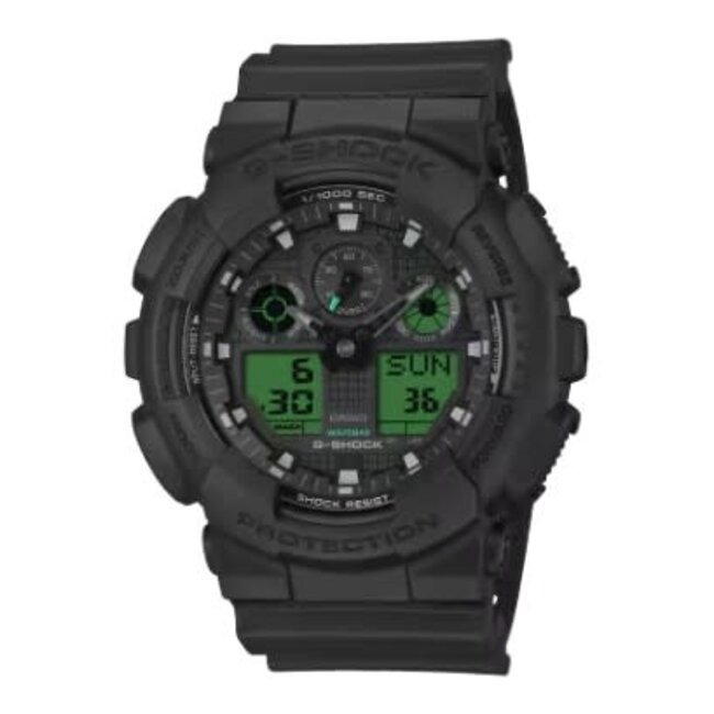 Casio G-Shock Casio G-Shock Horloge GA-100BEG-1AER Black Electro Green Analoog Digitaal Zwart 50mm