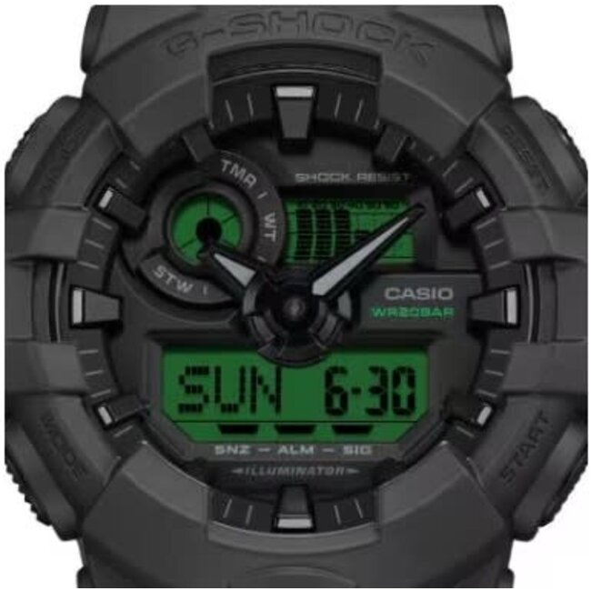 Casio G-Shock Casio G-Shock Horloge GA-700BEG-1AER Black Electro Green Analoog Digitaal Zwart 50mm