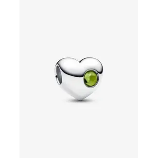 Pandora Pandora Bedel 794161C08 Zilver Hart Groen Augustus Geboortesteen