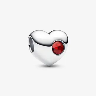 Pandora Pandora Bedel 794161C01 Zilver Hart Rood Januari Geboortesteen