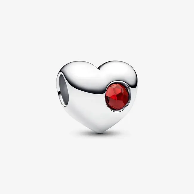 Pandora Pandora Bedel 794161C01 Zilver Hart Rood Januari Geboortesteen