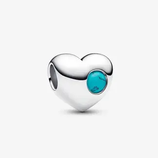 Pandora Pandora Bedel 794161C12 Zilver Hart Turquoise December Geboortesteen