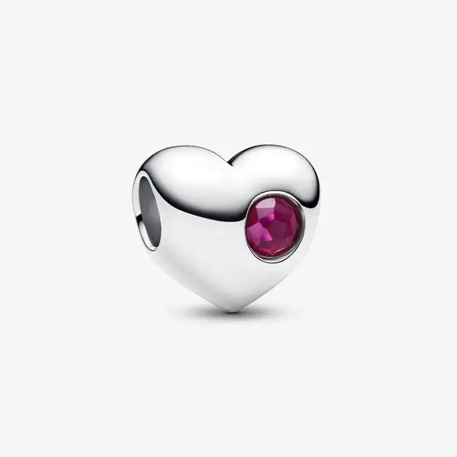 Pandora Pandora Bedel 794161C07 Zilver Hart Bordeaux Rood Juli Geboortesteen