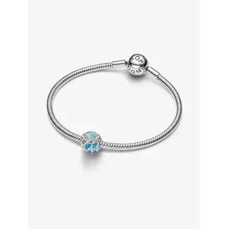 Pandora Pandora Bedel 794699C01 Zilver Opengewekt Vis Splash Blauw
