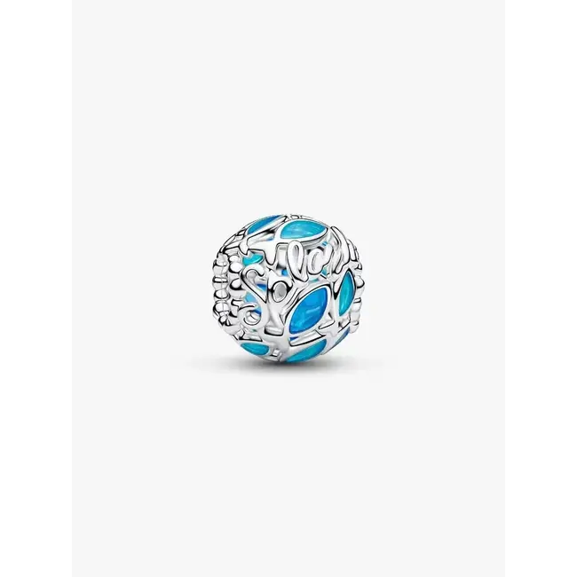 Pandora Pandora Bedel 794699C01 Zilver Opengewekt Vis Splash Blauw
